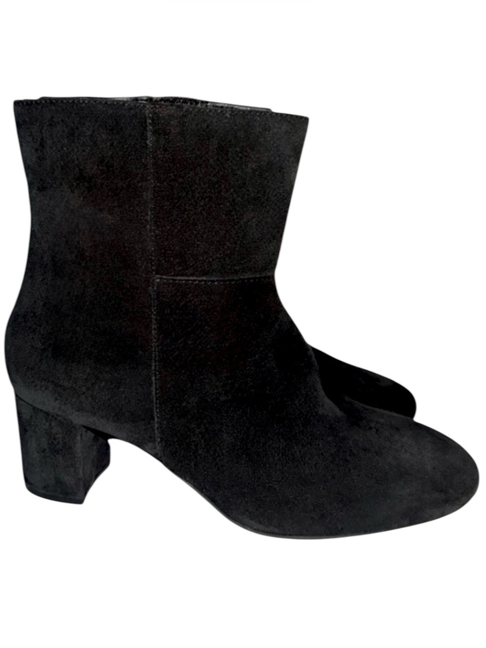 NIB Le Chateau Genuine Black Suede Round-Toe Heeled Ankle Bootie Size EU 39
